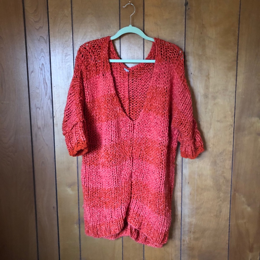FREE PEOPLE Slouchy Deep Orange Knit Sweater